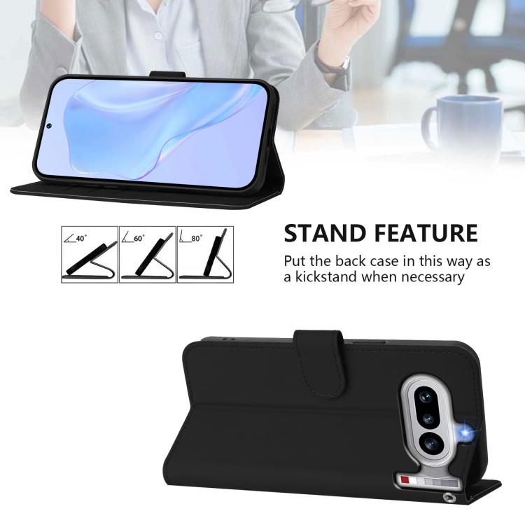 For Nothing Phone 4a Skin Feel Solid Color Leather Phone Case with Lanyard