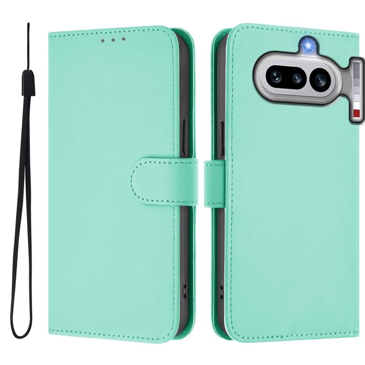 For Nothing Phone 4a Skin Feel Solid Color Leather Phone Case with Lanyard