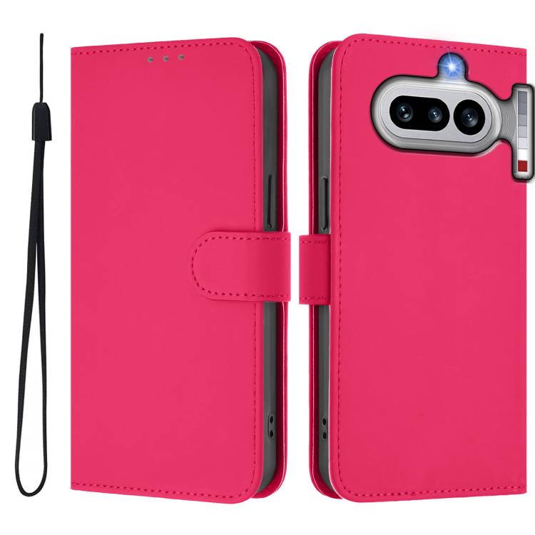 For Nothing Phone 4a Skin Feel Solid Color Leather Phone Case with Lanyard