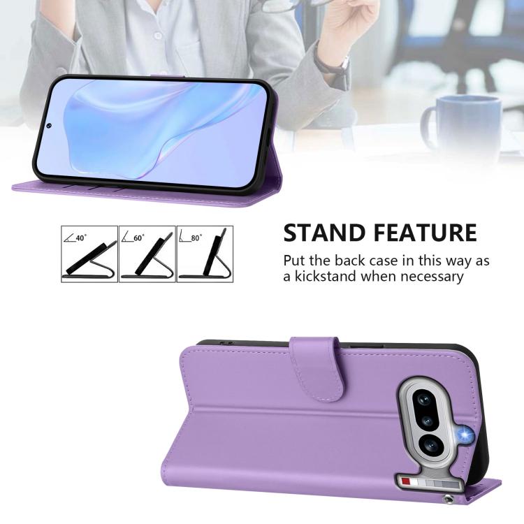 For Nothing Phone 4a Pro Skin Feel Solid Color Leather Phone Case with Lanyard
