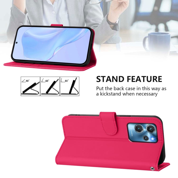 For Oukitel C32 Skin Feel Solid Color Leather Phone Case with Lanyard