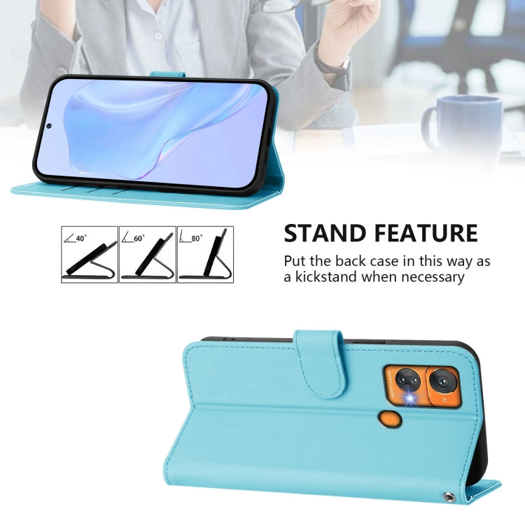 For Oukitel C33 Skin Feel Solid Color Leather Phone Case with Lanyard
