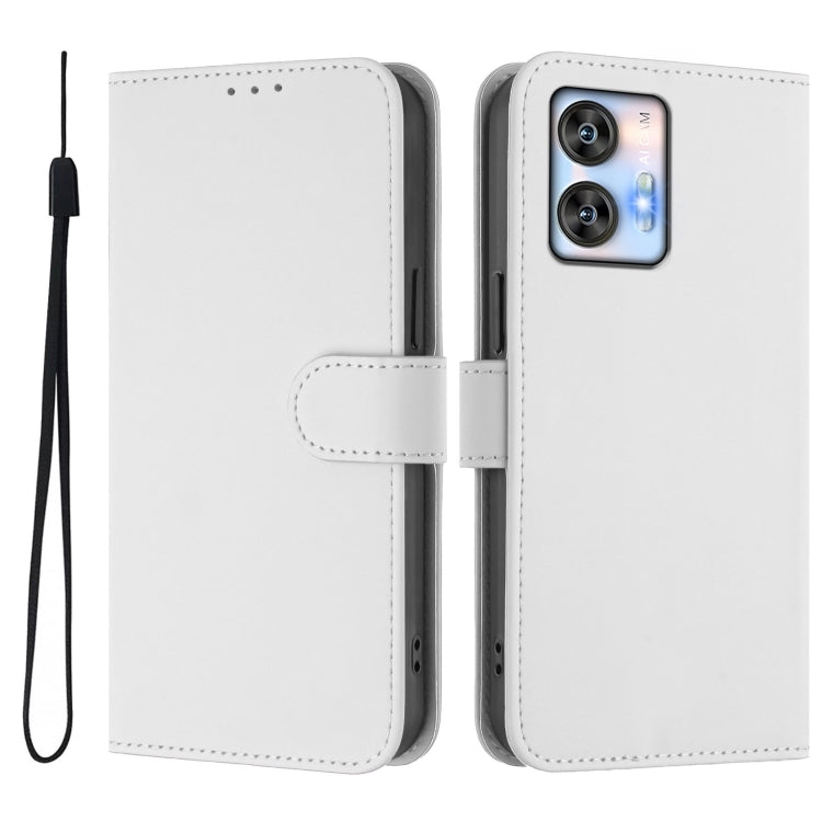 For Oukitel C35 Skin Feel Solid Color Leather Phone Case with Lanyard