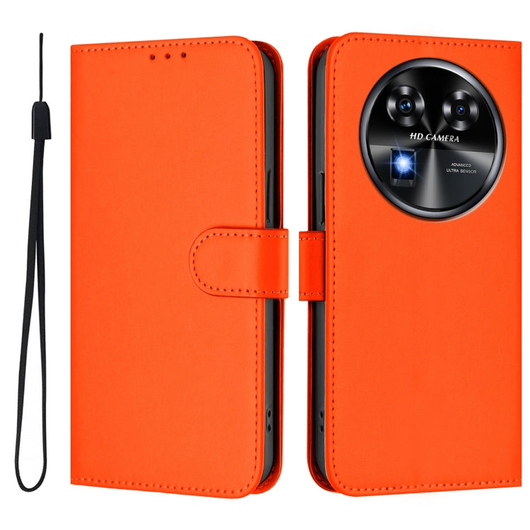 For Oukitel C37 Skin Feel Solid Color Leather Phone Case with Lanyard