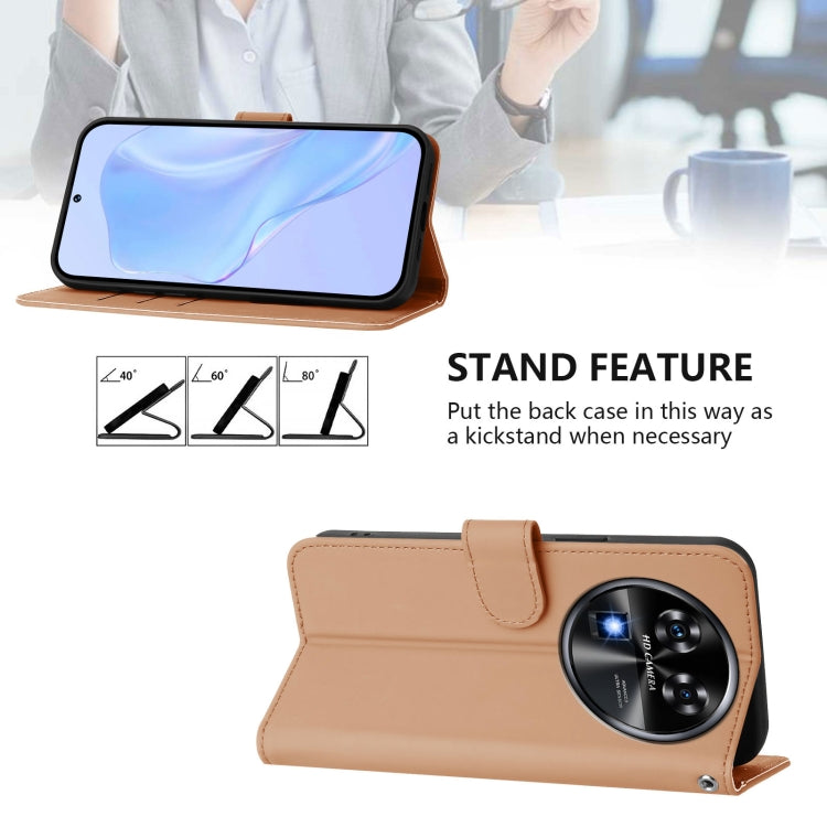 For Oukitel C37 Skin Feel Solid Color Leather Phone Case with Lanyard