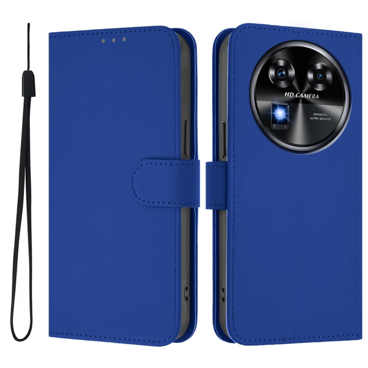 For Oukitel C37 Skin Feel Solid Color Leather Phone Case with Lanyard