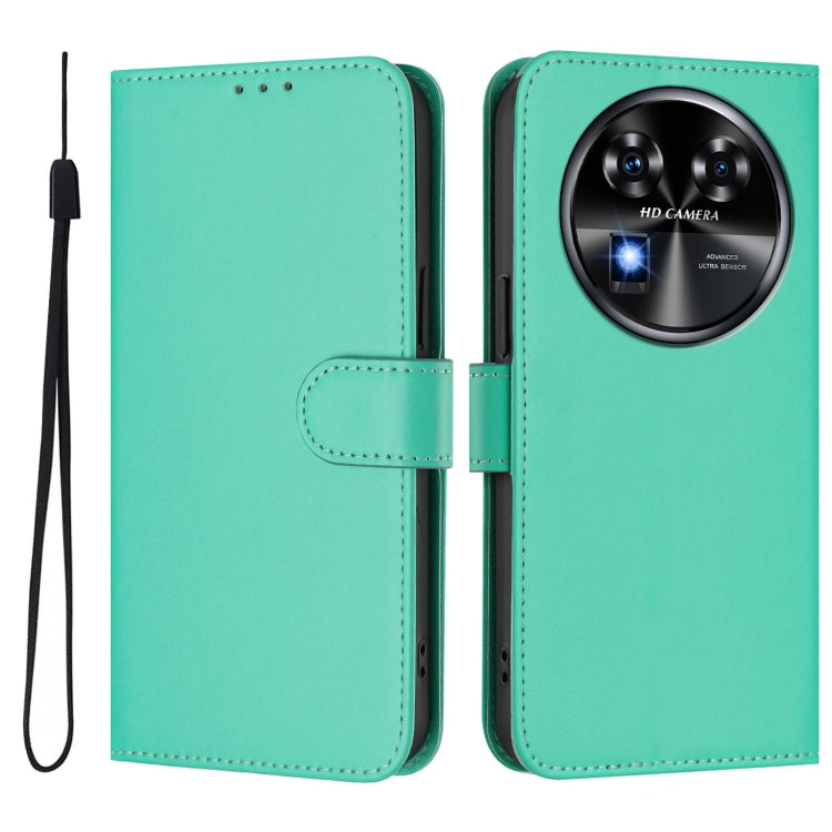 For Oukitel C37 Skin Feel Solid Color Leather Phone Case with Lanyard