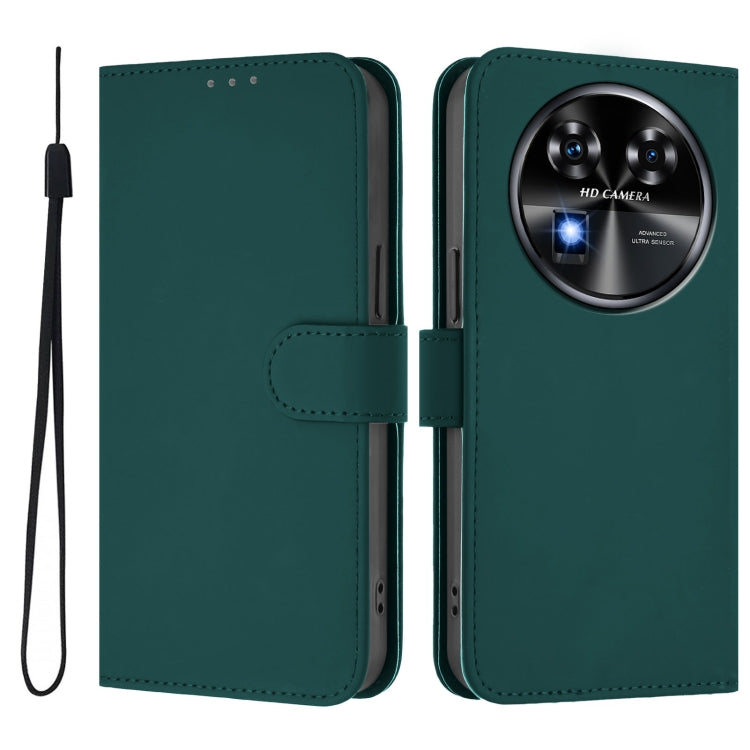 For Oukitel C37 Skin Feel Solid Color Leather Phone Case with Lanyard