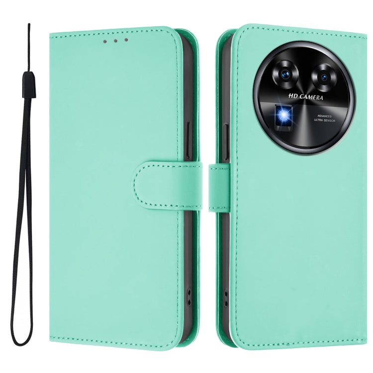 For Oukitel C37 Skin Feel Solid Color Leather Phone Case with Lanyard