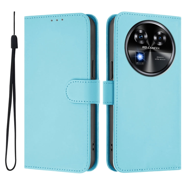 For Oukitel C37 Skin Feel Solid Color Leather Phone Case with Lanyard