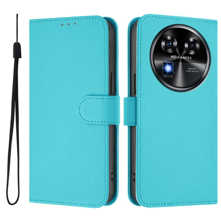 For Oukitel C37 Skin Feel Solid Color Leather Phone Case with Lanyard
