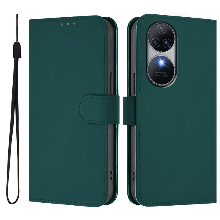 For Oukitel C38 Skin Feel Solid Color Leather Phone Case with Lanyard
