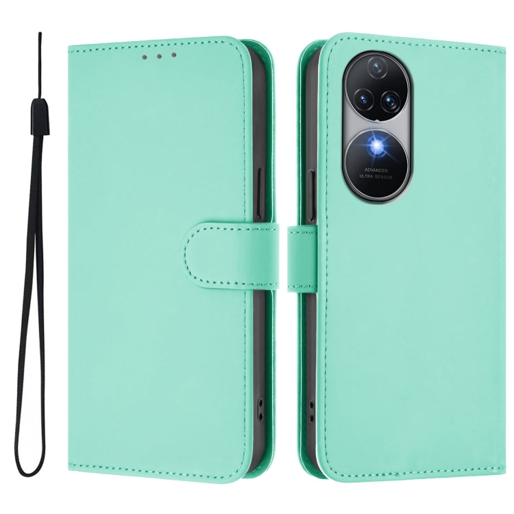 For Oukitel C38 Skin Feel Solid Color Leather Phone Case with Lanyard
