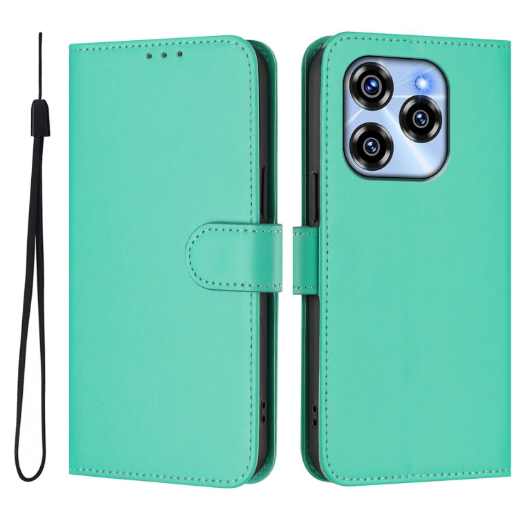 For Oukitel C50 Skin Feel Solid Color Leather Phone Case with Lanyard