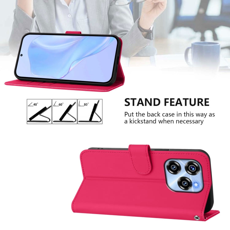 For Oukitel C50 Skin Feel Solid Color Leather Phone Case with Lanyard