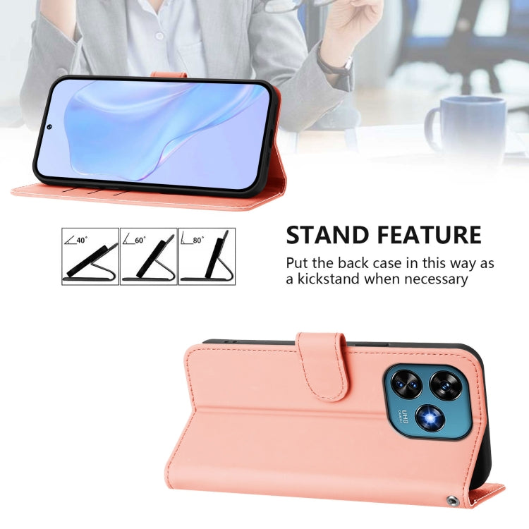 For Oukitel C51 Skin Feel Solid Color Leather Phone Case with Lanyard