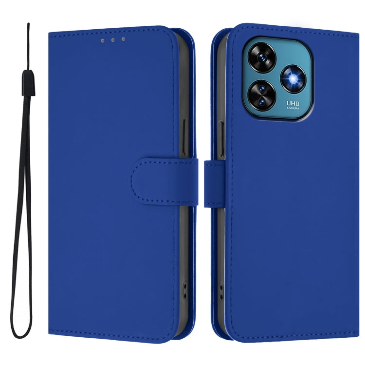 For Oukitel C51 Skin Feel Solid Color Leather Phone Case with Lanyard