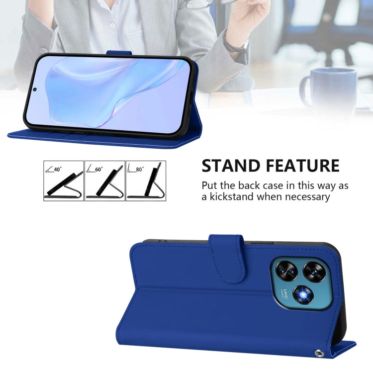 For Oukitel C51 Skin Feel Solid Color Leather Phone Case with Lanyard