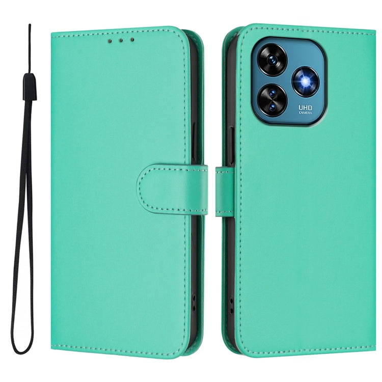 For Oukitel C51 Skin Feel Solid Color Leather Phone Case with Lanyard