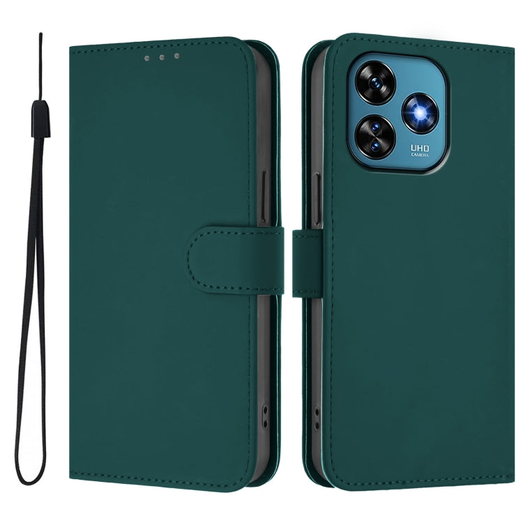 For Oukitel C51 Skin Feel Solid Color Leather Phone Case with Lanyard