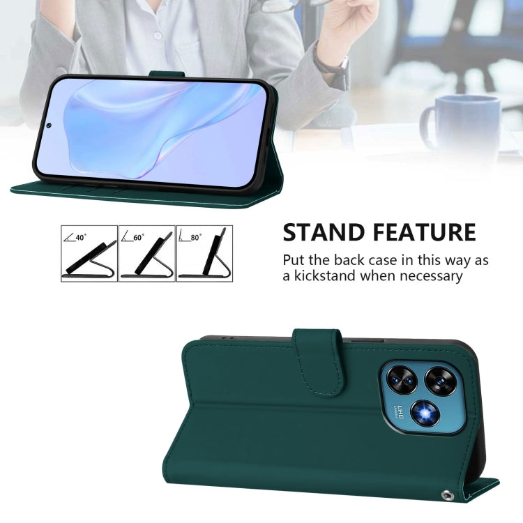 For Oukitel C51 Skin Feel Solid Color Leather Phone Case with Lanyard