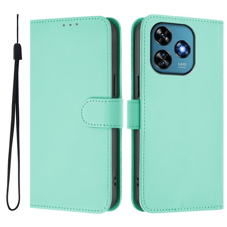 For Oukitel C51 Skin Feel Solid Color Leather Phone Case with Lanyard