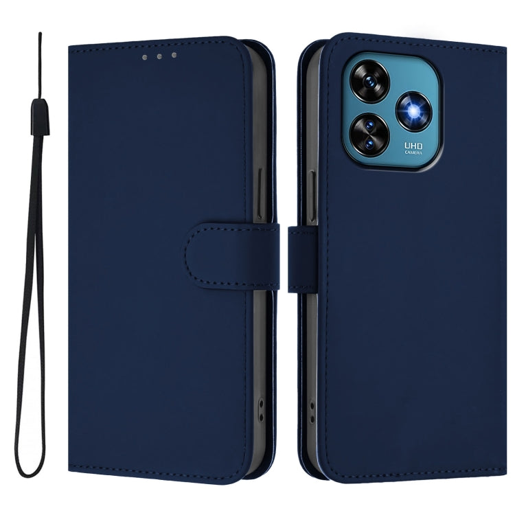 For Oukitel C51 Skin Feel Solid Color Leather Phone Case with Lanyard