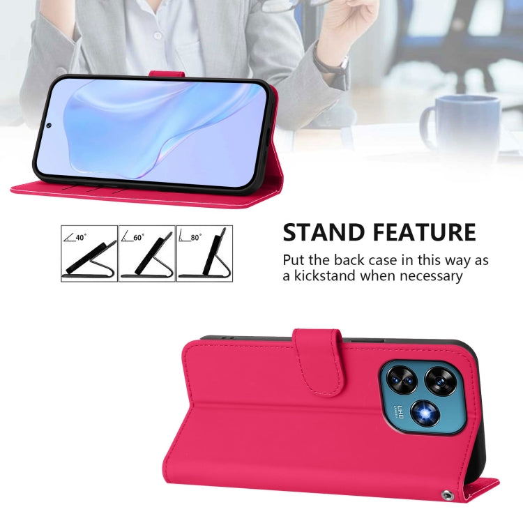 For Oukitel C51 Skin Feel Solid Color Leather Phone Case with Lanyard
