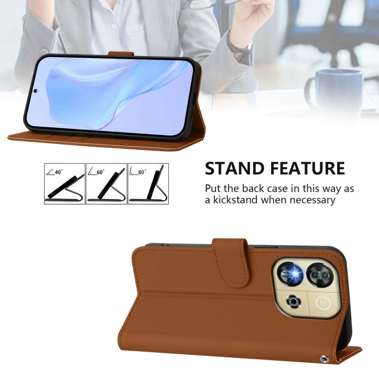 For Oukitel C57s Skin Feel Solid Color Leather Phone Case with Lanyard