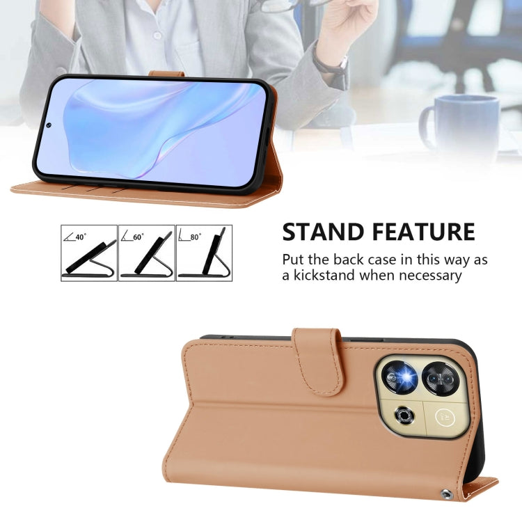For Oukitel C57s Skin Feel Solid Color Leather Phone Case with Lanyard