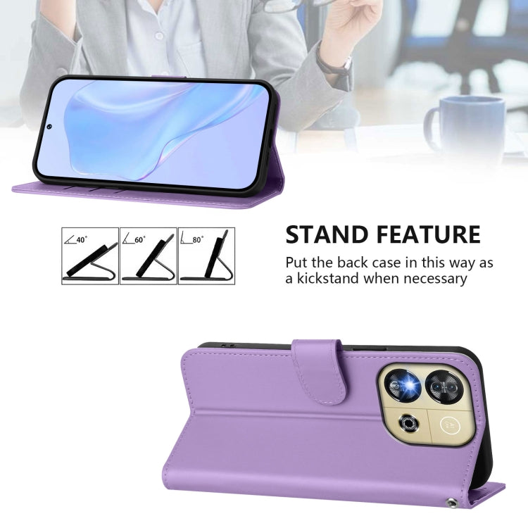 For Oukitel C57s Skin Feel Solid Color Leather Phone Case with Lanyard