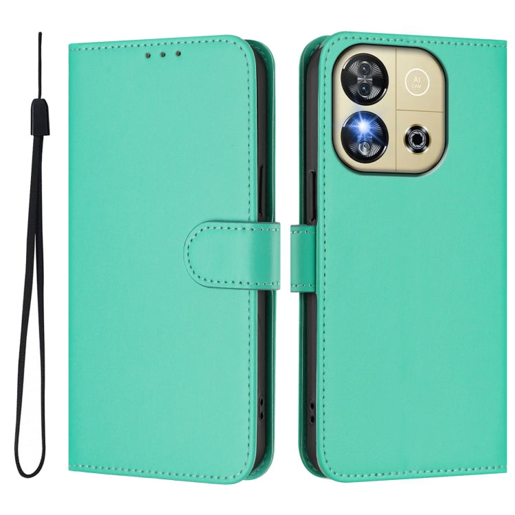 For Oukitel C57s Skin Feel Solid Color Leather Phone Case with Lanyard