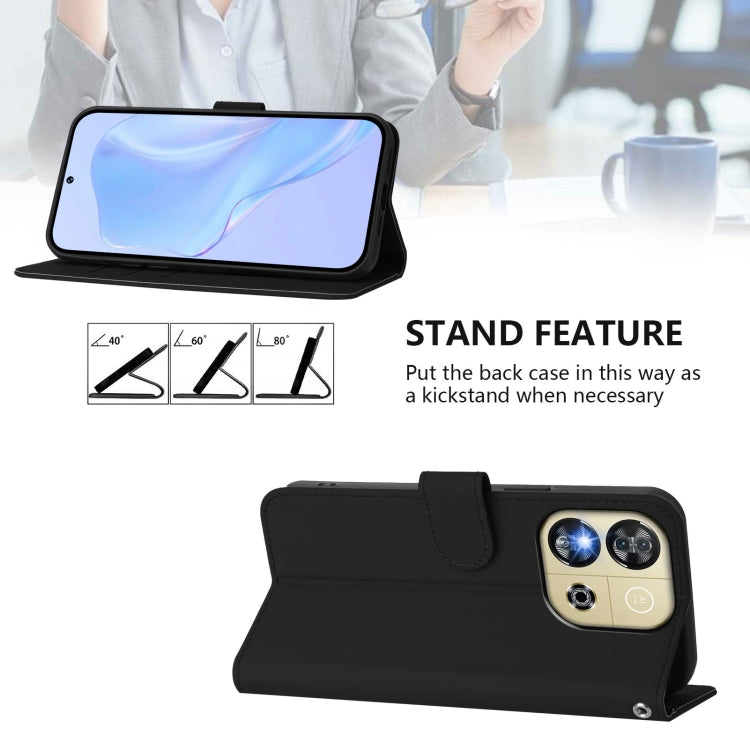 For Oukitel C57s Skin Feel Solid Color Leather Phone Case with Lanyard