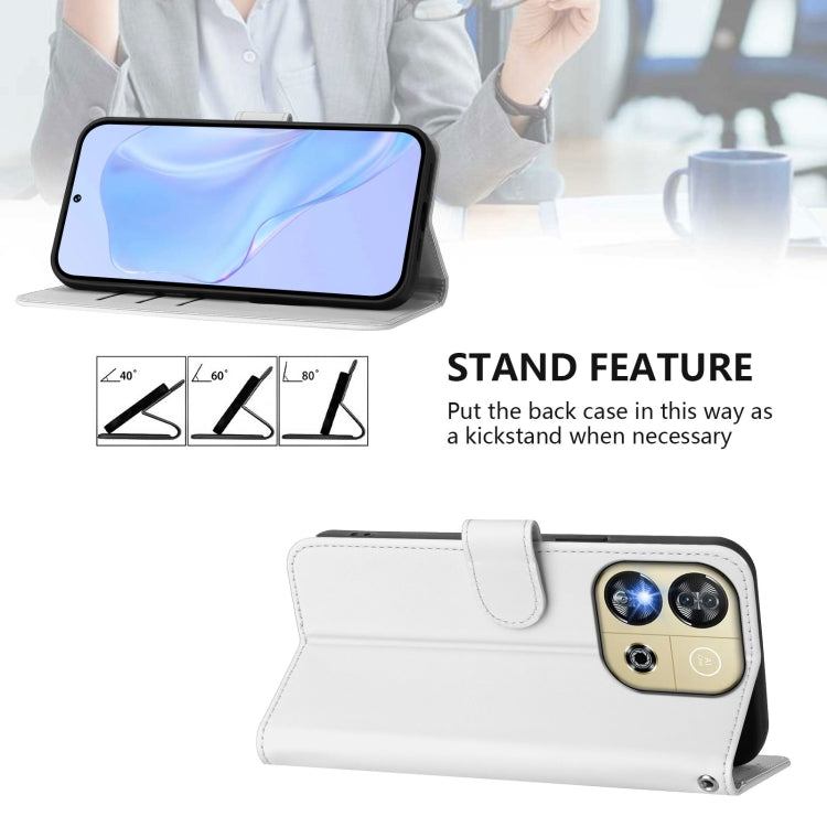 For Oukitel C57s Skin Feel Solid Color Leather Phone Case with Lanyard