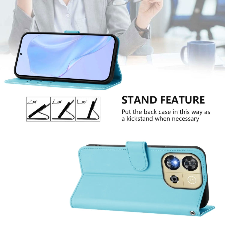 For Oukitel C57s Skin Feel Solid Color Leather Phone Case with Lanyard