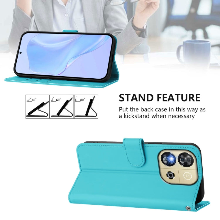 For Oukitel C57s Skin Feel Solid Color Leather Phone Case with Lanyard