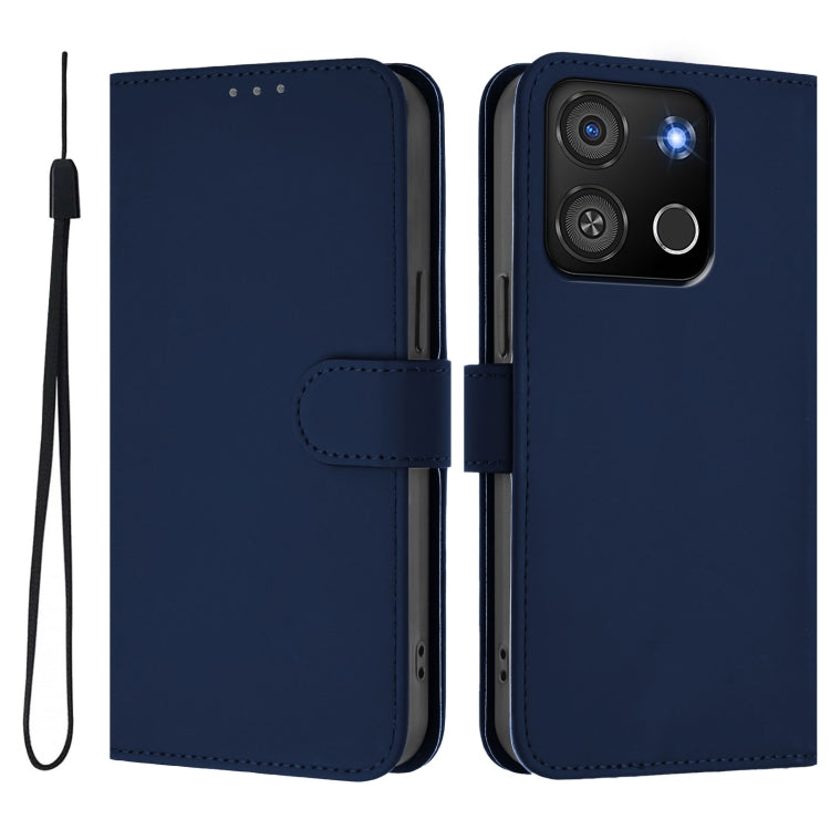 For itel A05s Skin Feel Solid Color Leather Phone Case with Lanyard