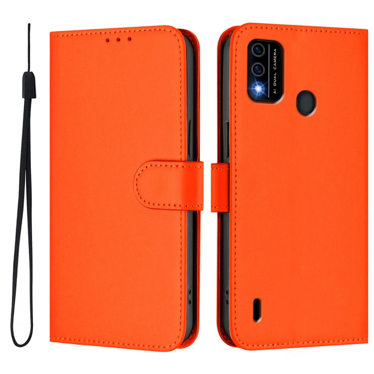 For itel A48 Skin Feel Solid Color Leather Phone Case with Lanyard