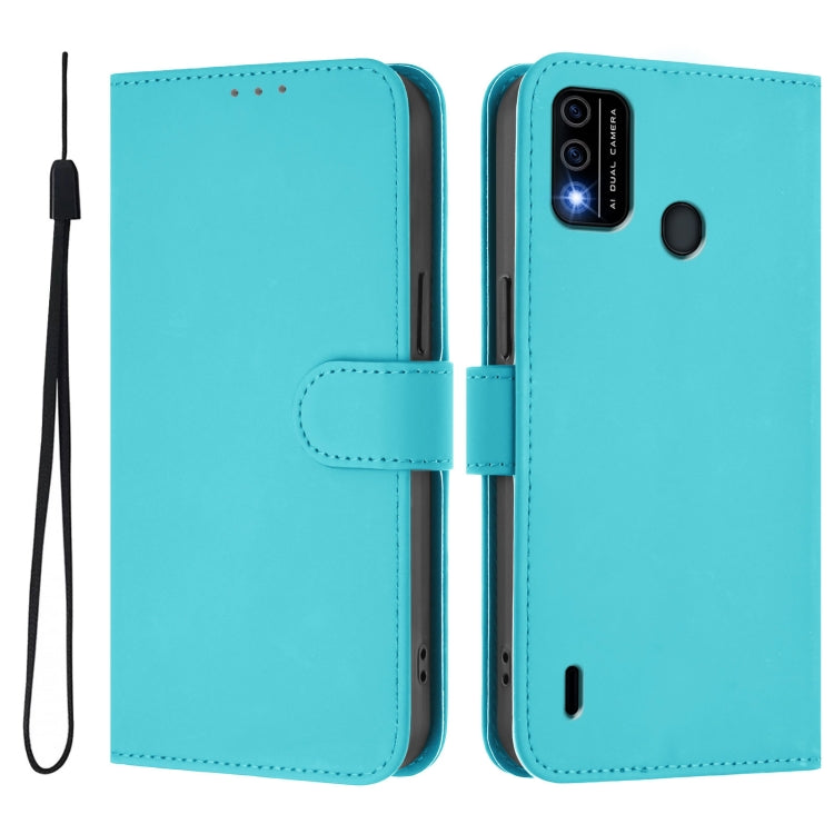 For itel A48 Skin Feel Solid Color Leather Phone Case with Lanyard