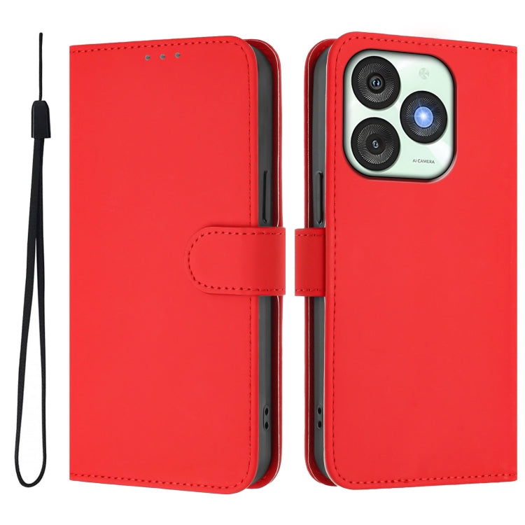 For itel A50 Skin Feel Solid Color Leather Phone Case with Lanyard