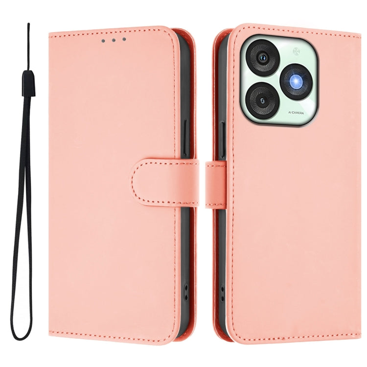 For itel A50 Skin Feel Solid Color Leather Phone Case with Lanyard