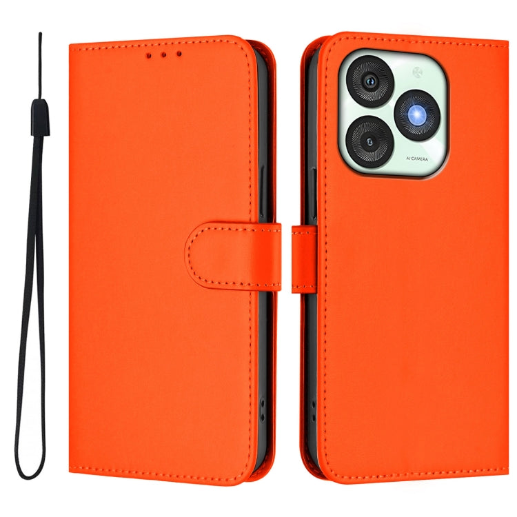 For itel A50 Skin Feel Solid Color Leather Phone Case with Lanyard
