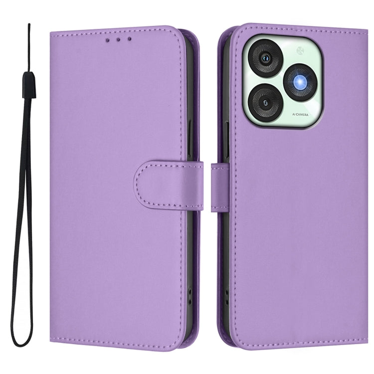 For itel A50 Skin Feel Solid Color Leather Phone Case with Lanyard