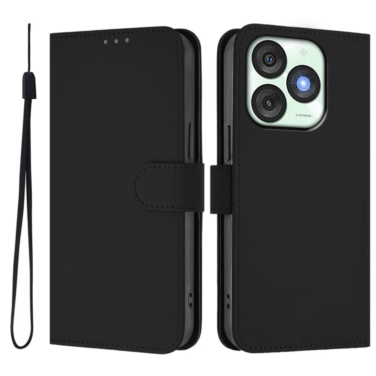 For itel A50 Skin Feel Solid Color Leather Phone Case with Lanyard