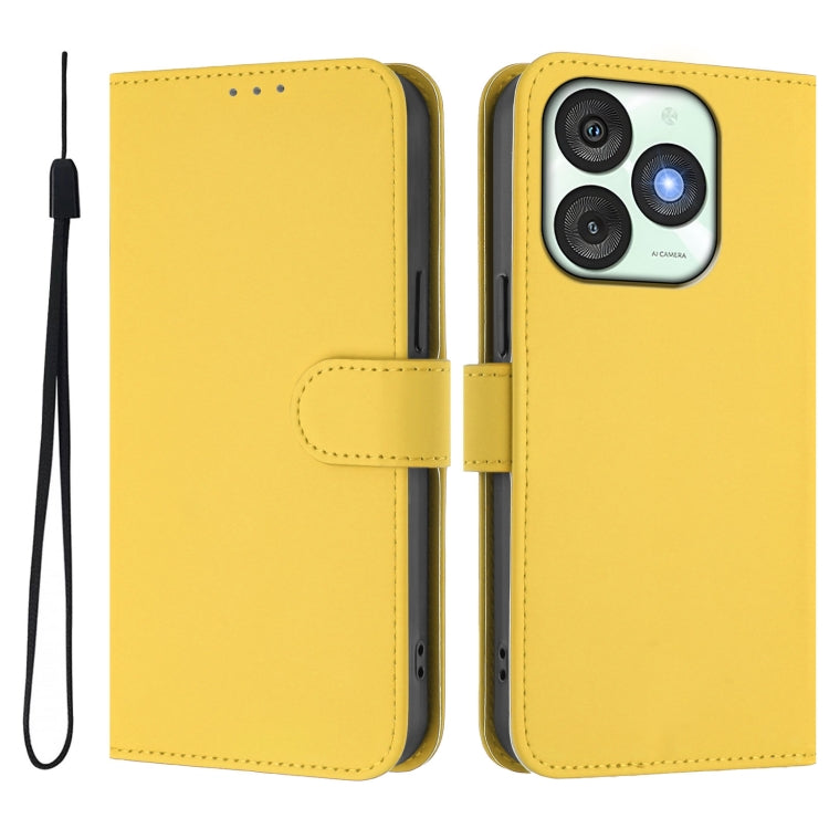For itel A50 Skin Feel Solid Color Leather Phone Case with Lanyard