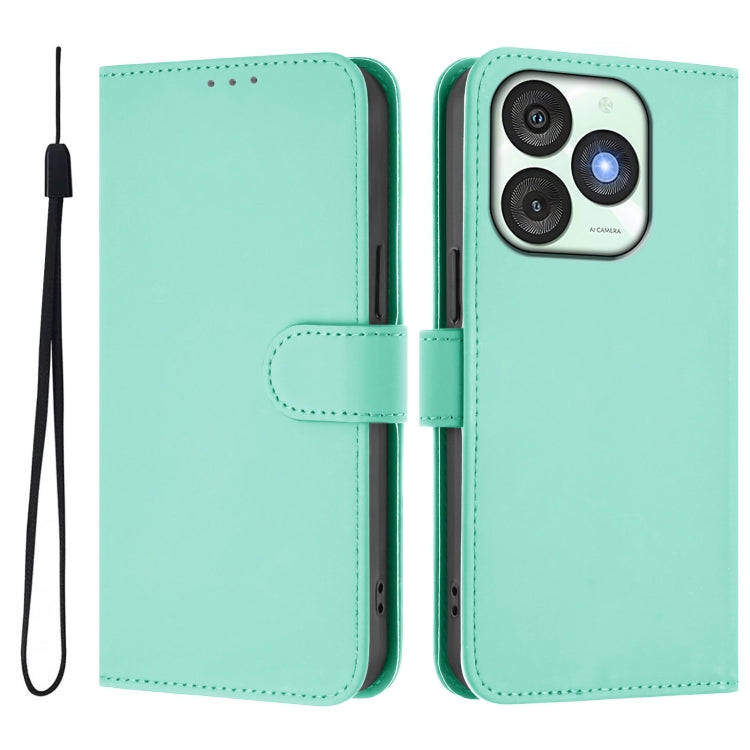 For itel A50 Skin Feel Solid Color Leather Phone Case with Lanyard