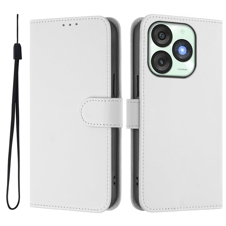 For itel A50 Skin Feel Solid Color Leather Phone Case with Lanyard