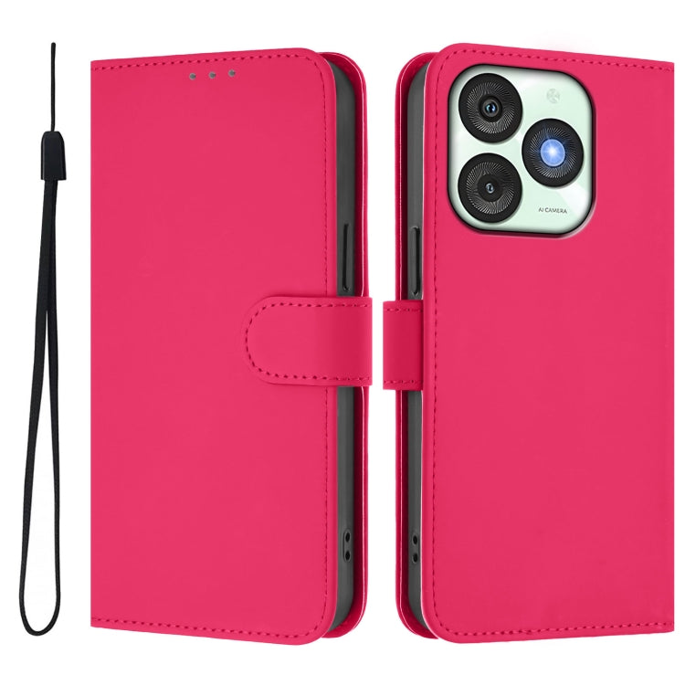 For itel A50 Skin Feel Solid Color Leather Phone Case with Lanyard
