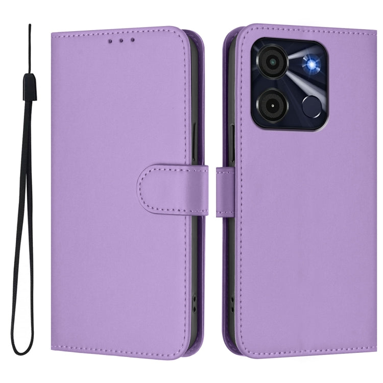 For itel A60 / A60s Skin Feel Solid Color Leather Phone Case with Lanyard