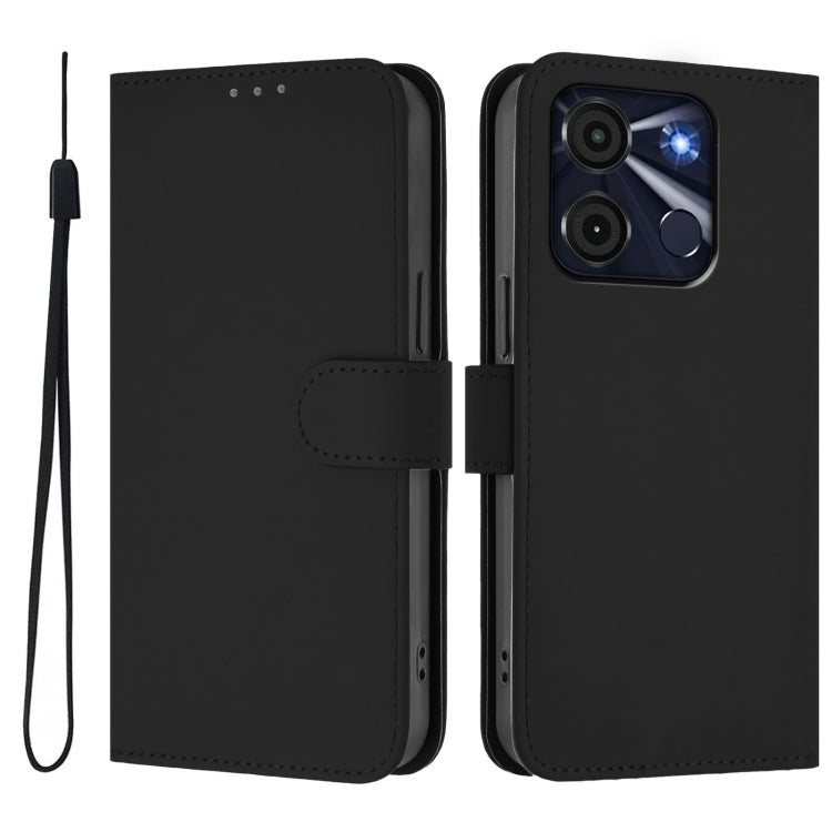 For itel A60 / A60s Skin Feel Solid Color Leather Phone Case with Lanyard